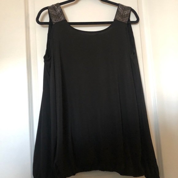 Sparkly Cold-Shoulder Wrap Front Blouse - Picture 7 of 7